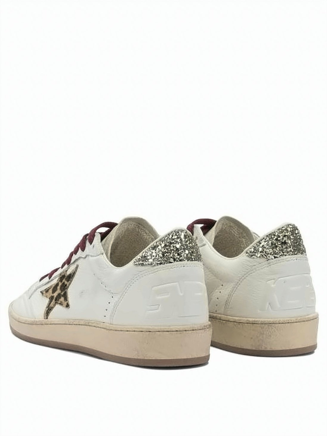 Distressed White Leather Low-Top Sneakers