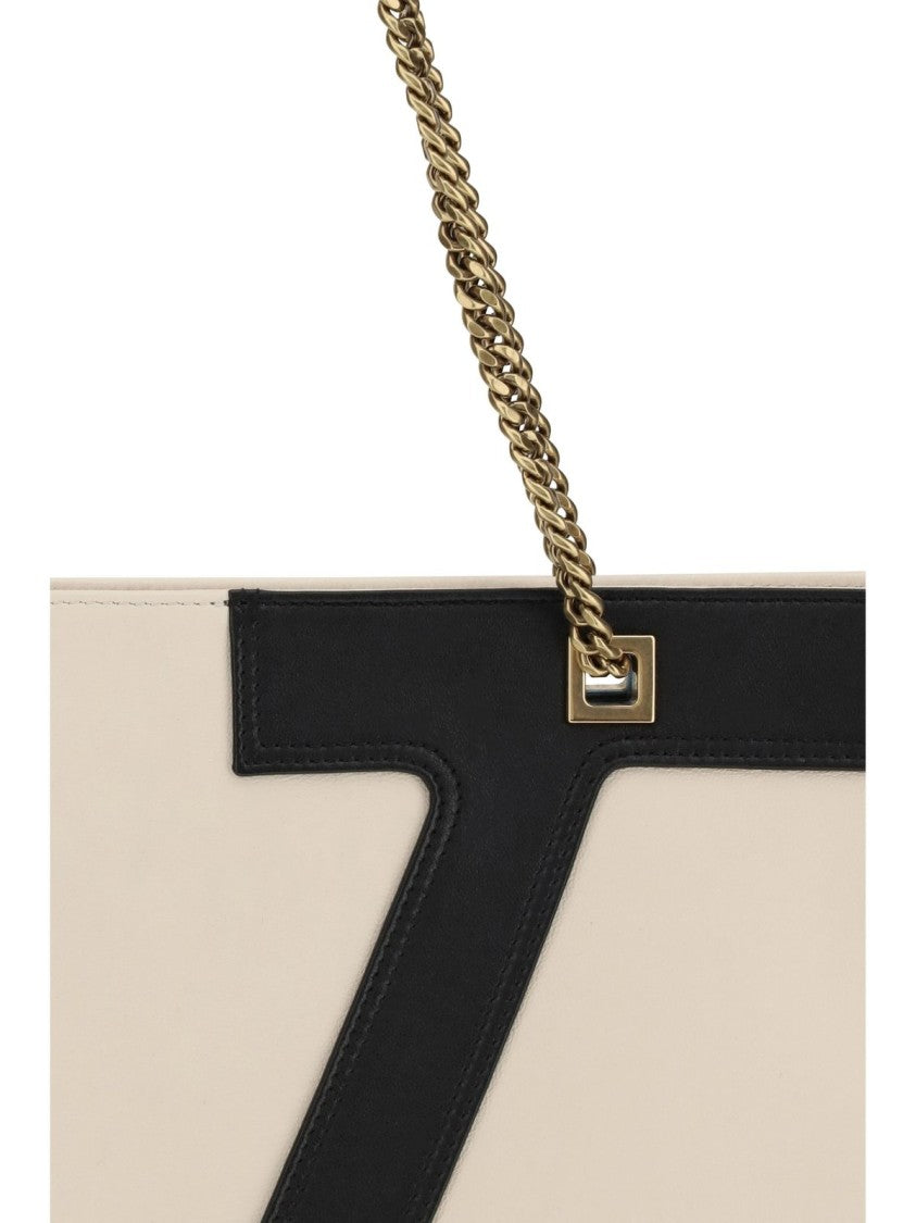 Rectangular Nappa Leather Shoulder Bag with Bold Logo