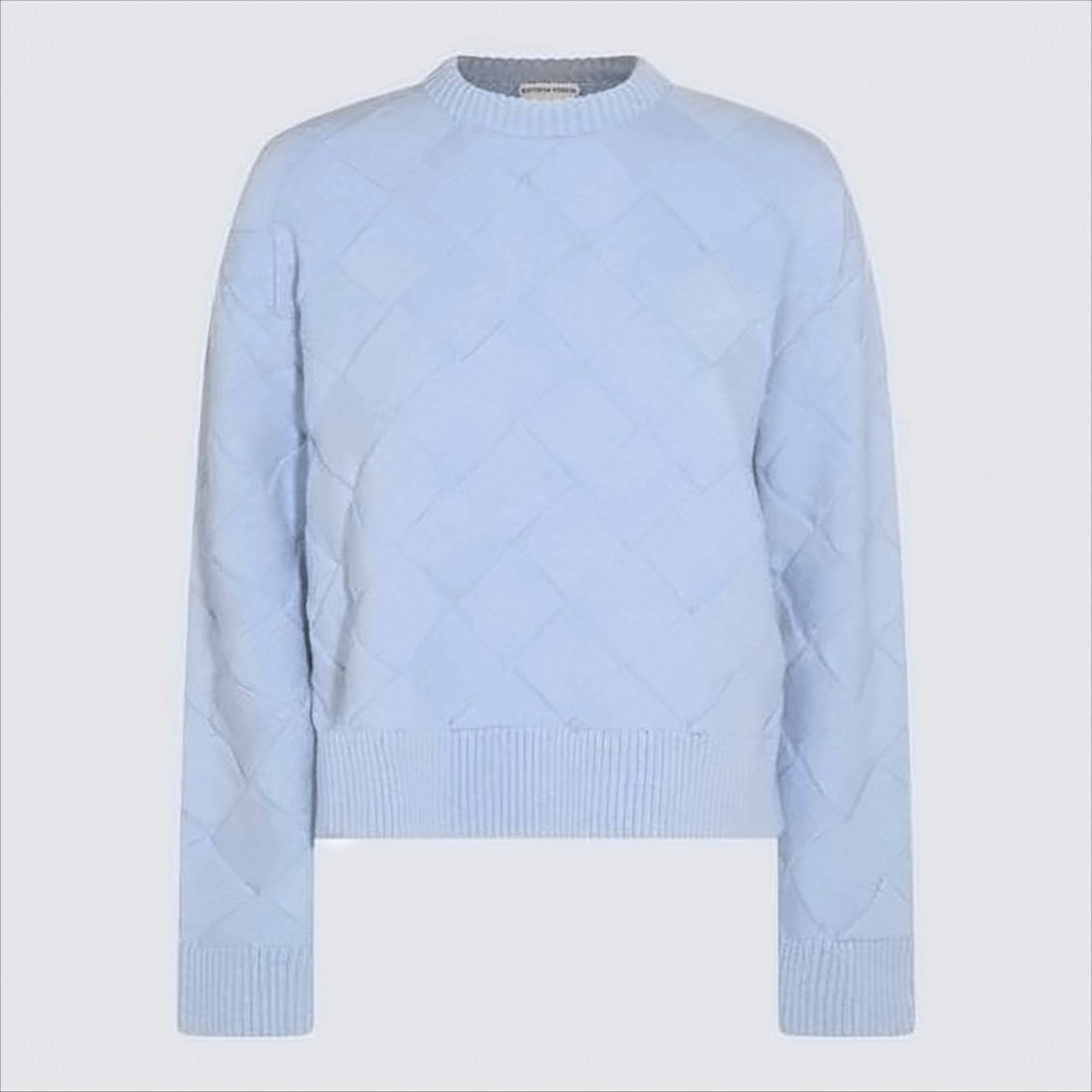 Textured Quilted Knit Sweater With Ribbed Hem