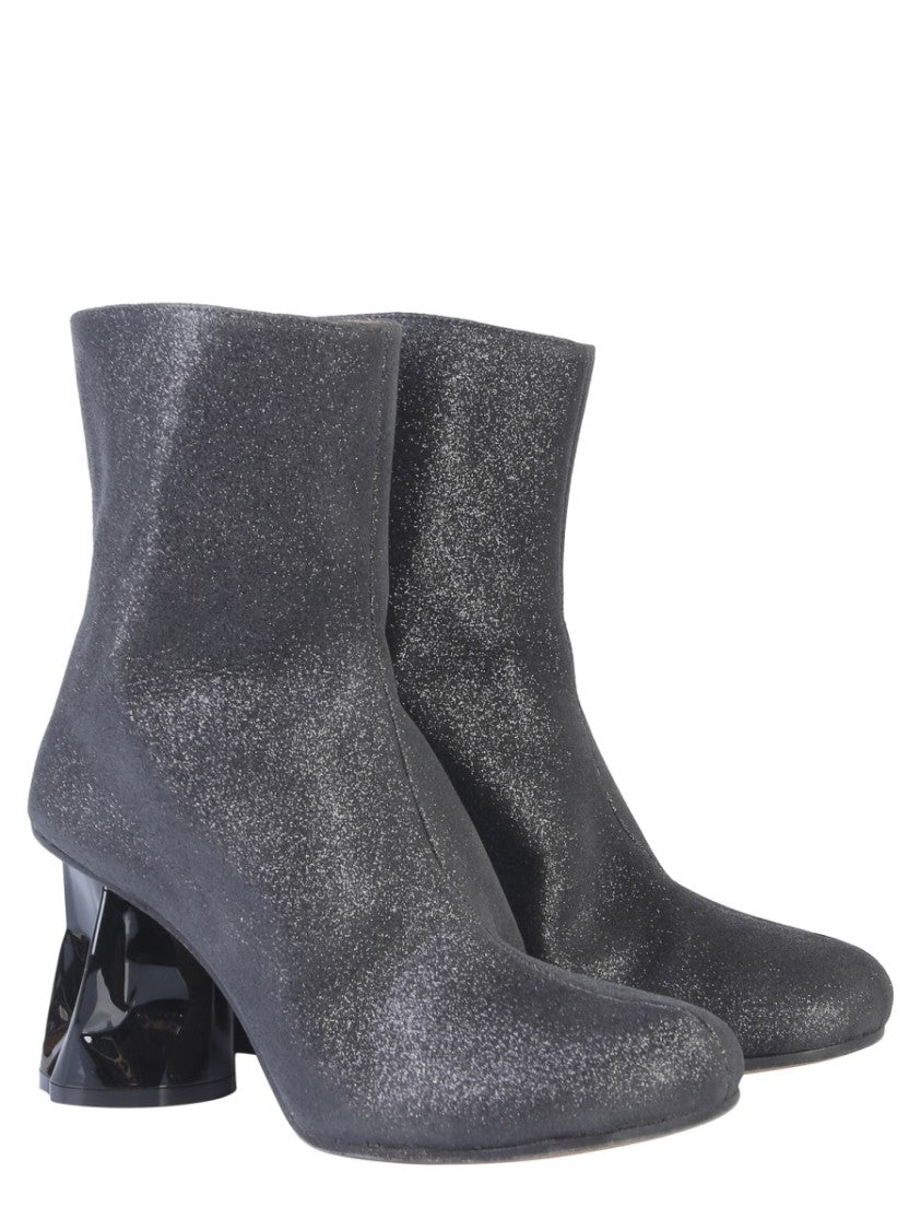 Ankle Boot With Crushed-Effect Block Heel