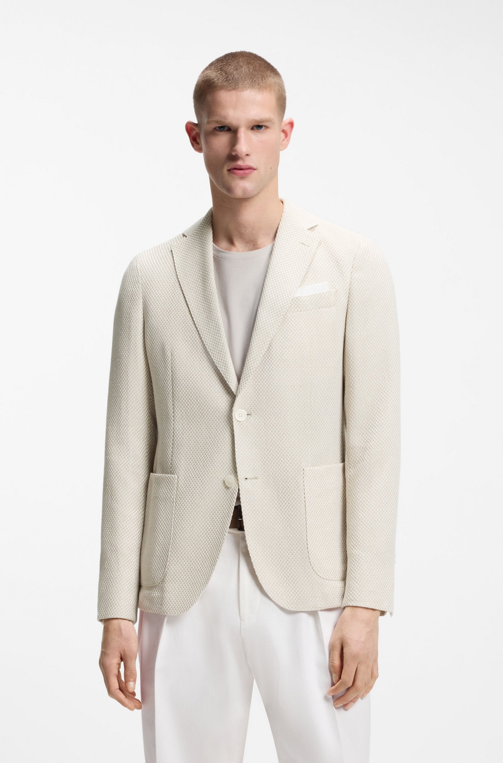 Patterned Cotton Blend 2 Button Jacket