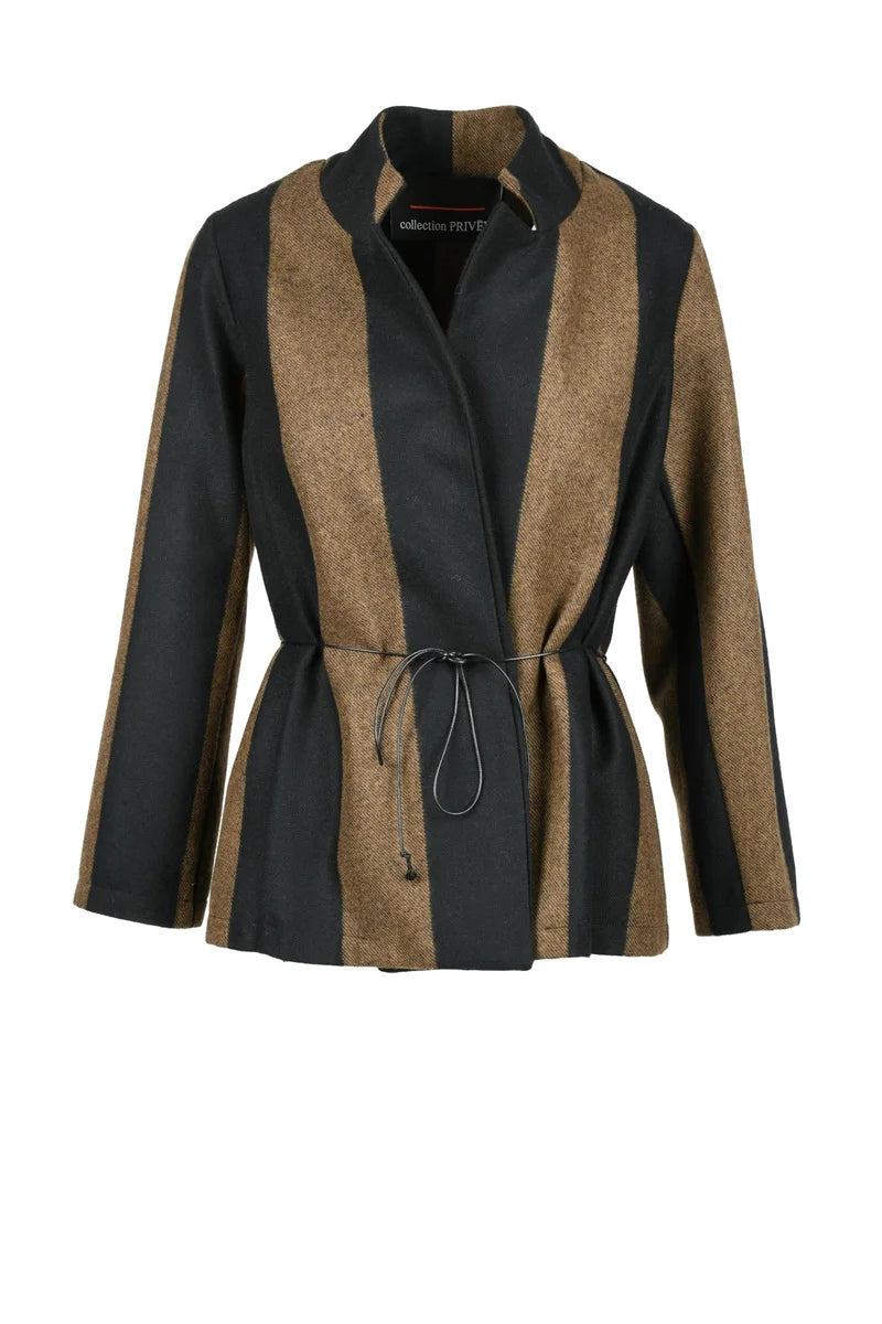 Soft Blazer Jacket - Black/Brown