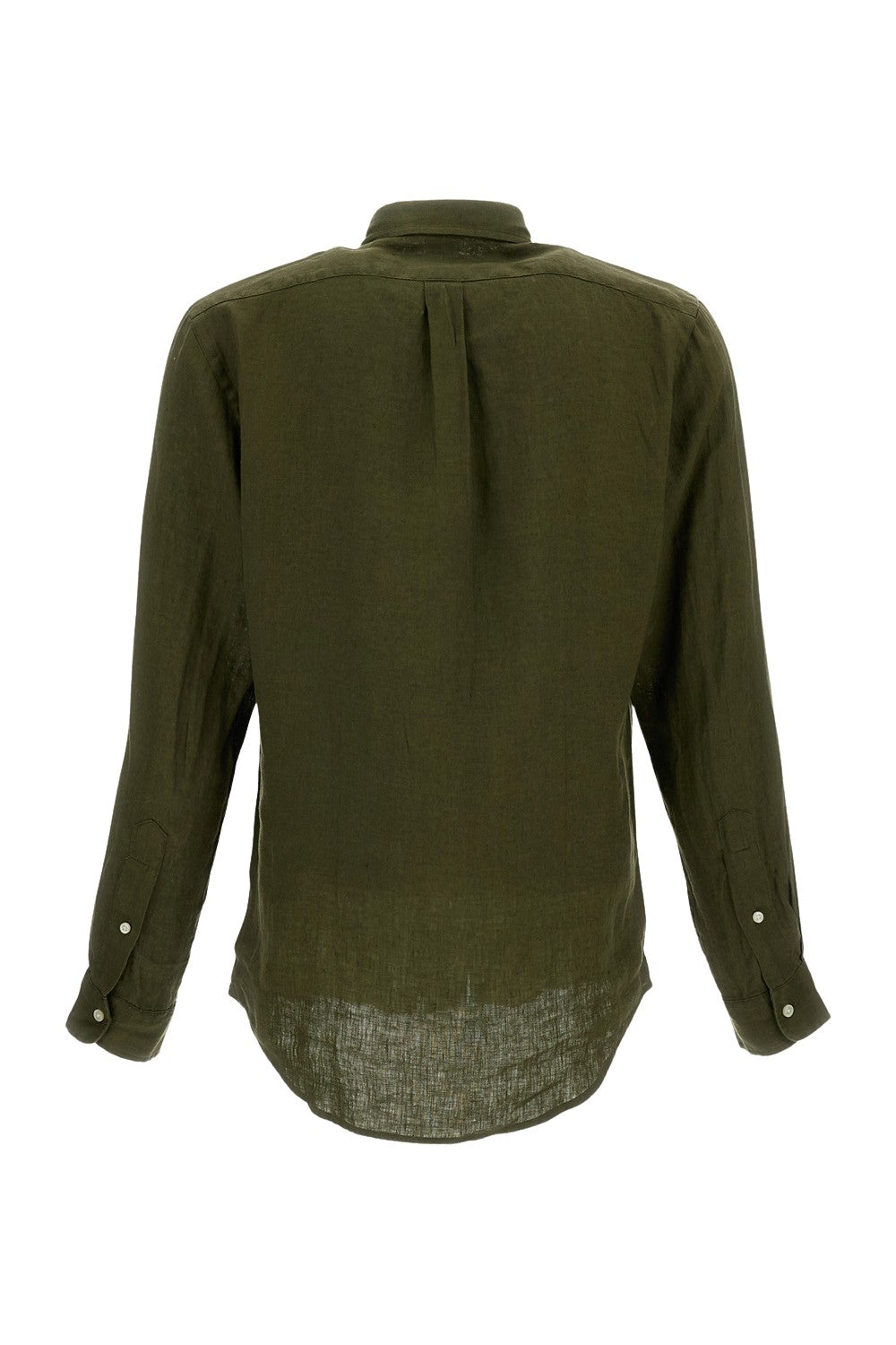 Military Green Linen Button-Down Shirt