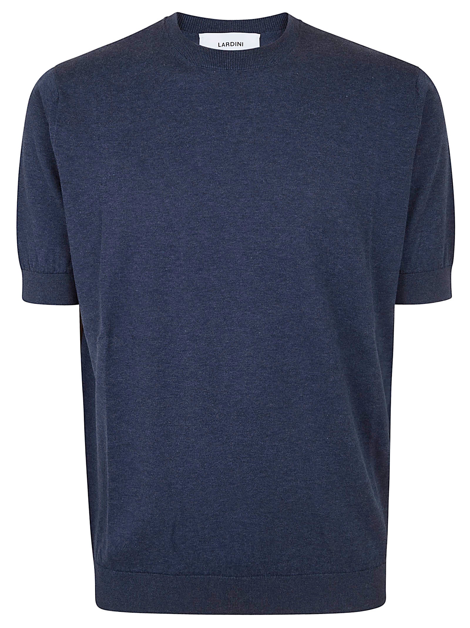 Short-Sleeved Crew Neck Sweater With Ribbed Cuffs