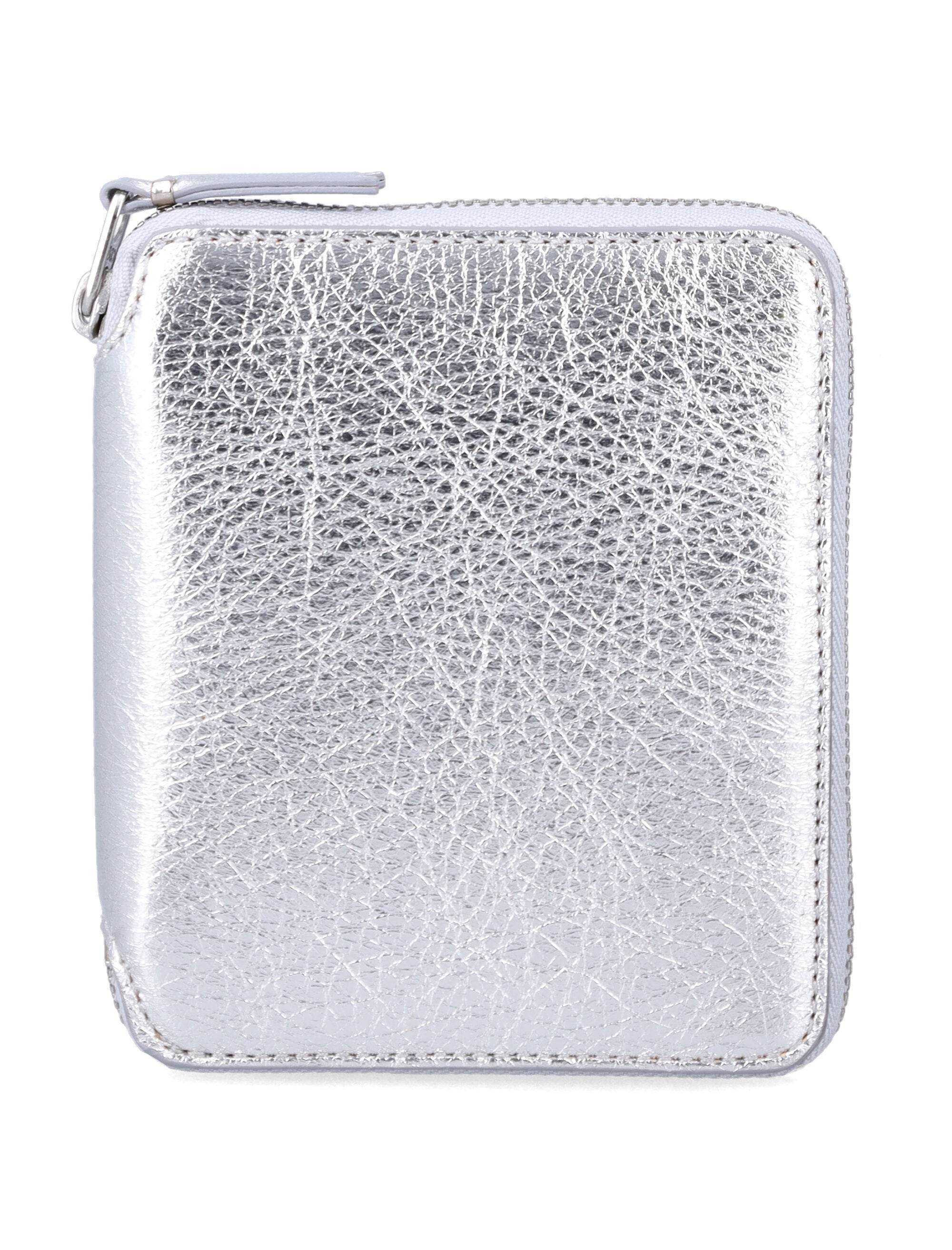Textured Metallic Leather Zip-Around Wallet