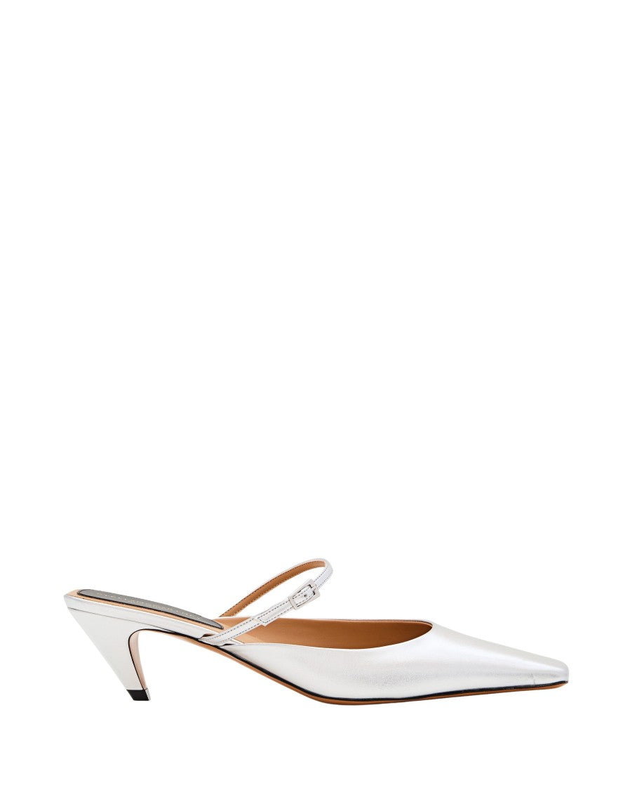 Metallic Finish Faux Leather Mules