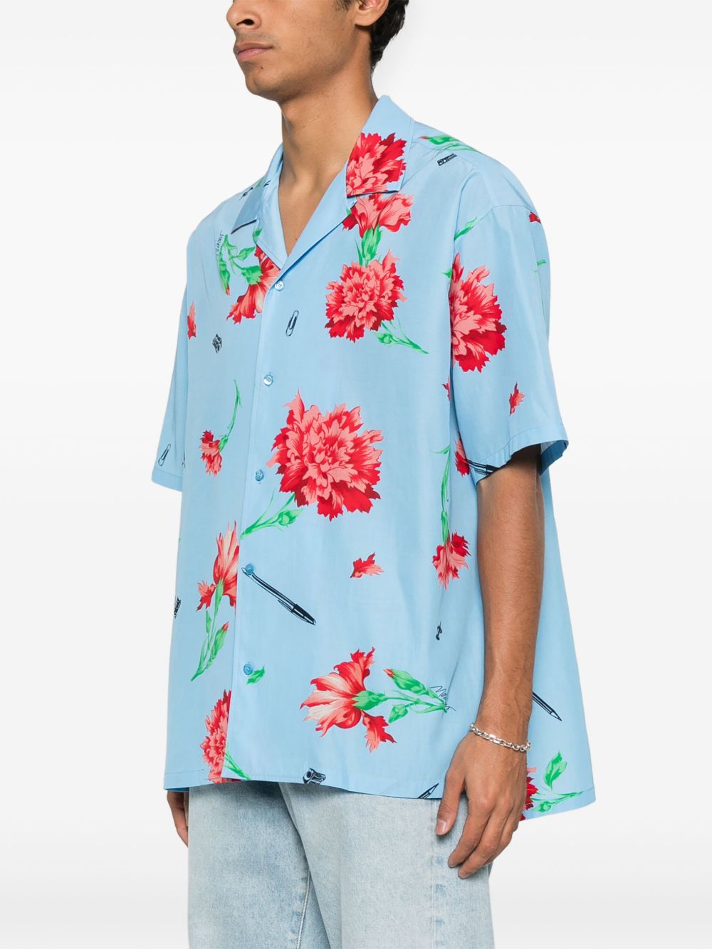 Splash Blue Floral Print Shirt