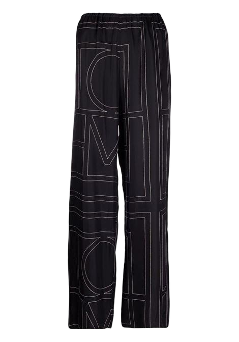 Wide-Leg Pajama Bottoms with Monogram Pattern
