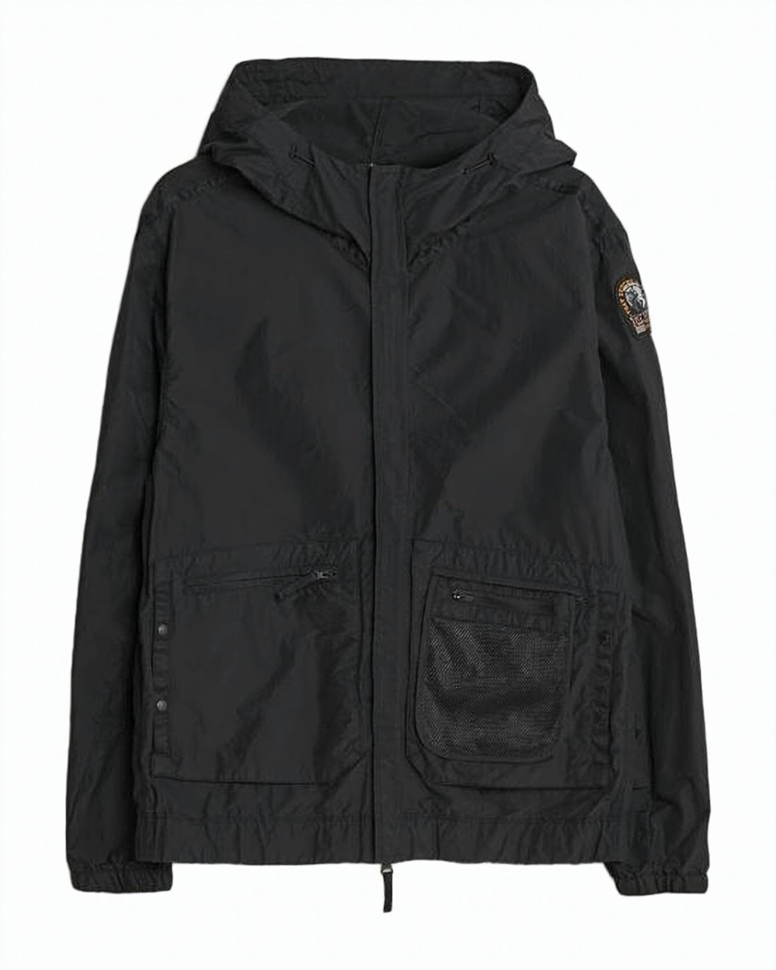 Lightweight Black Hooded Casual Jacket with Textured Finish
