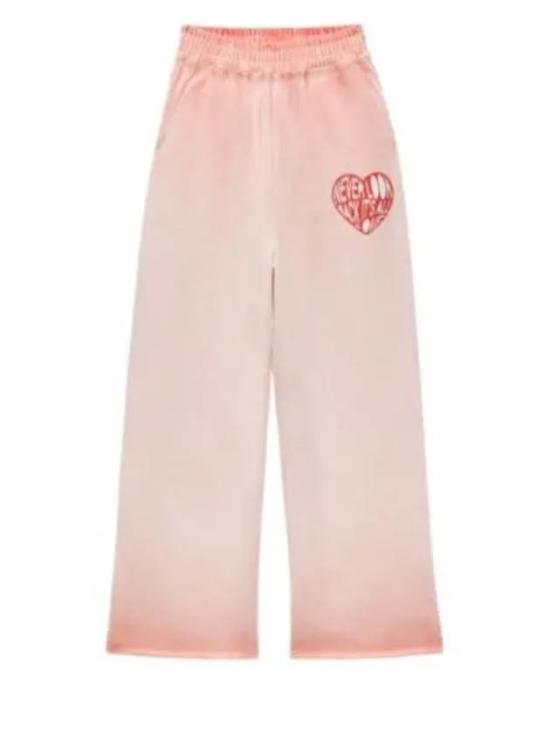Wide-Leg Gradient Pink Pants With Heart Detail