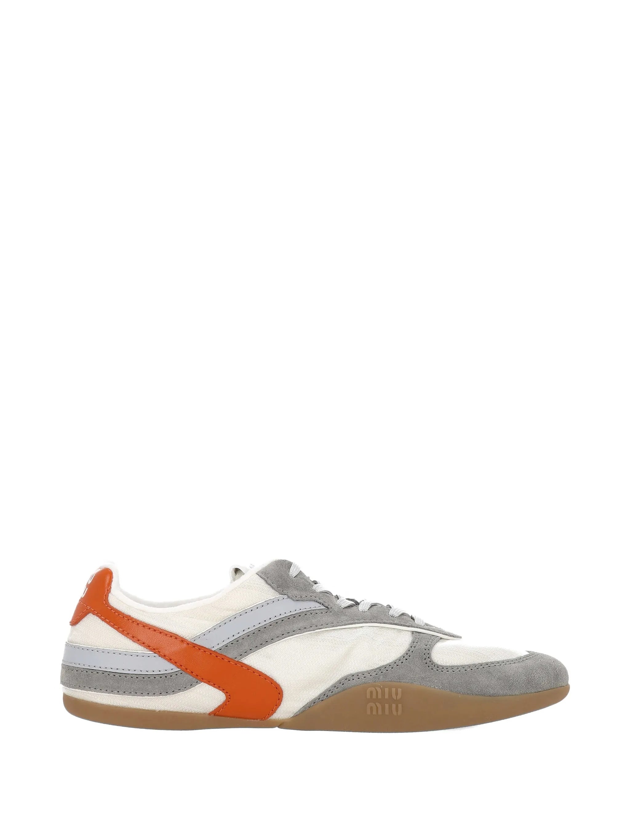White/Grey Low-Profile Bold Orange Accents Sneakers