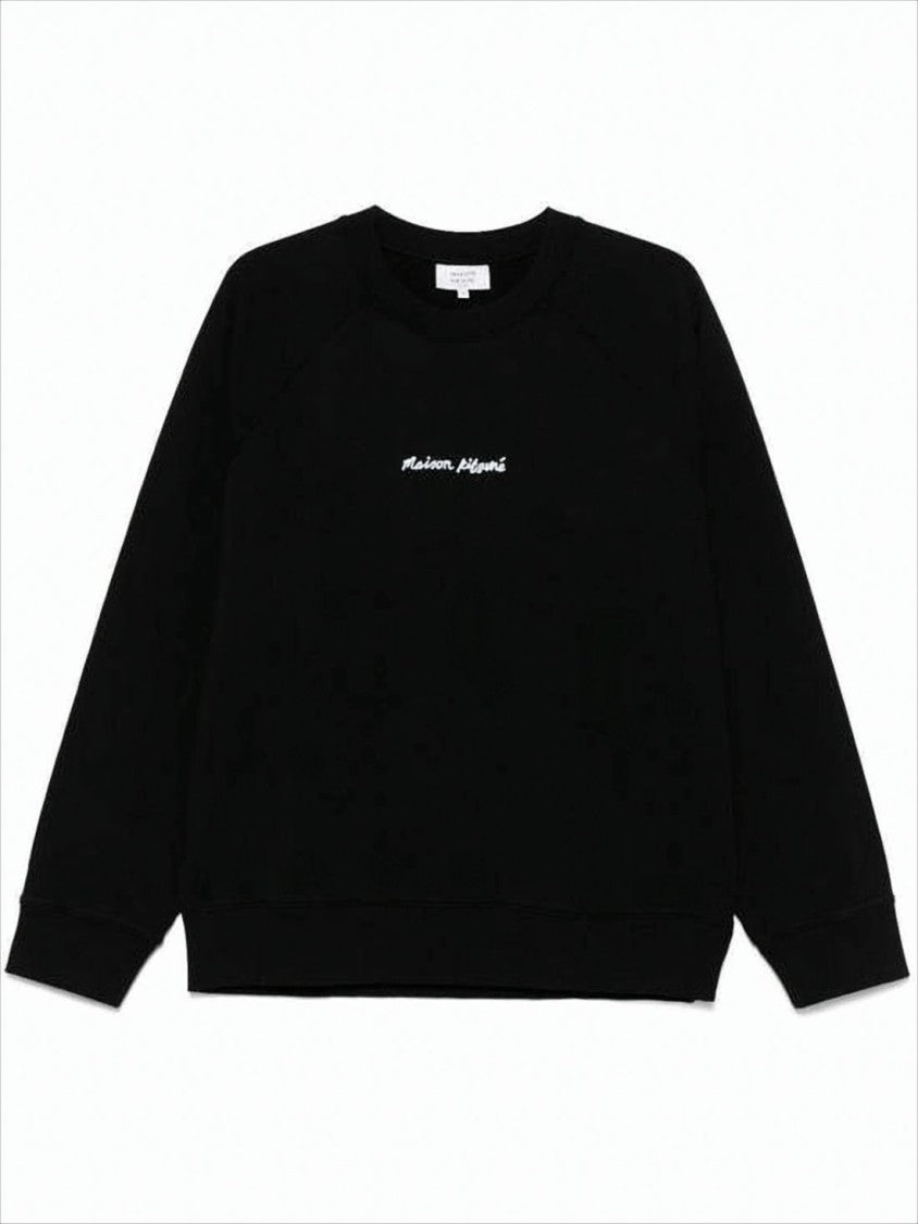 Black Long-Sleeve Sweatshirt with Embroidered Logo
