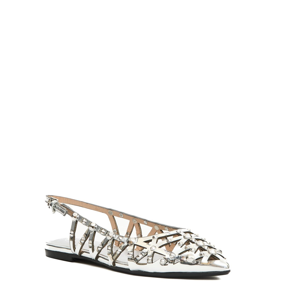Silver Leather Slingbacks