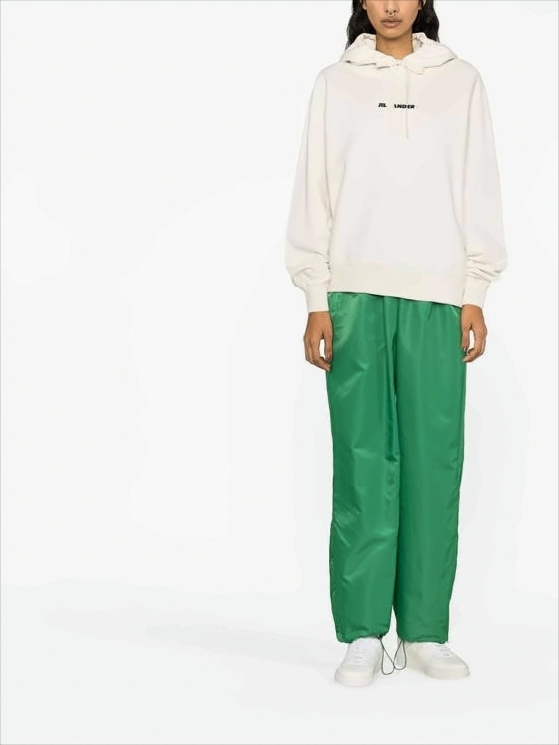 Relaxed Fit Cropped Hoodie with Drawstring