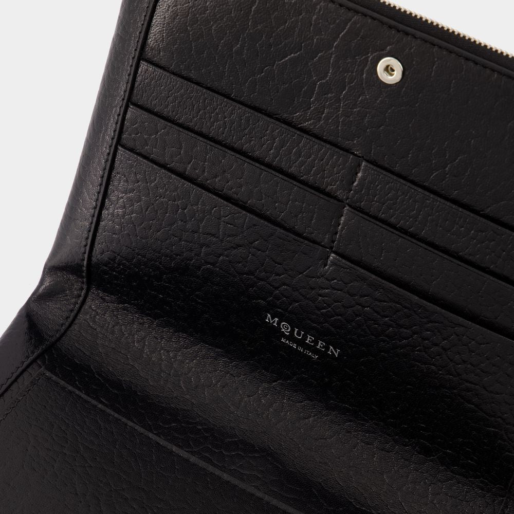 Cross Bar Clutch - Leather - Black/Silver