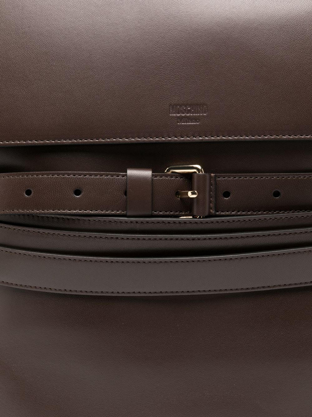 Structured Brown Handbag with Gold-Tone Accents