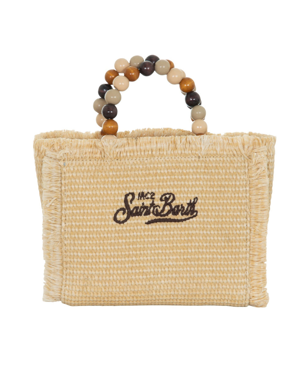 Rectangular Woven Handbag with Fringed Edges