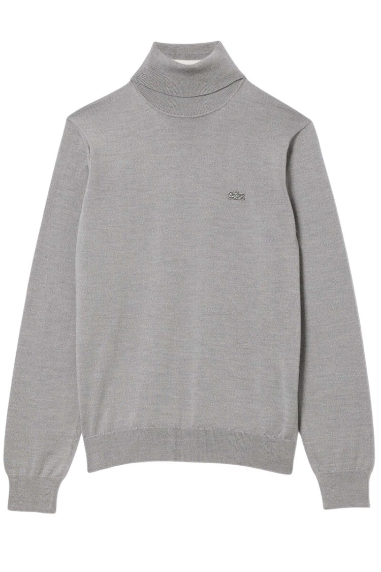 Fine-Knit Grey Sweater With Turtleneck