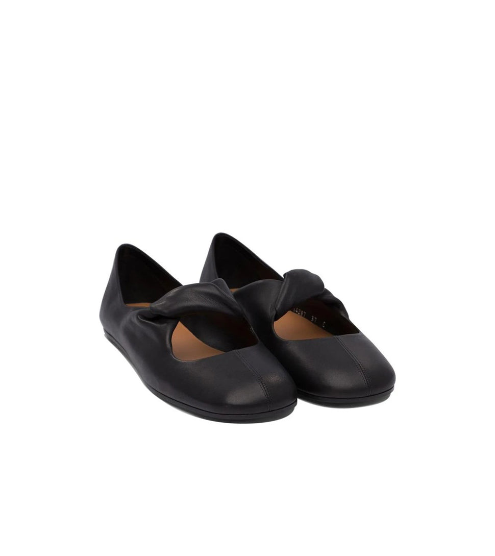 Black Flats With Distinctive Knotted Detail