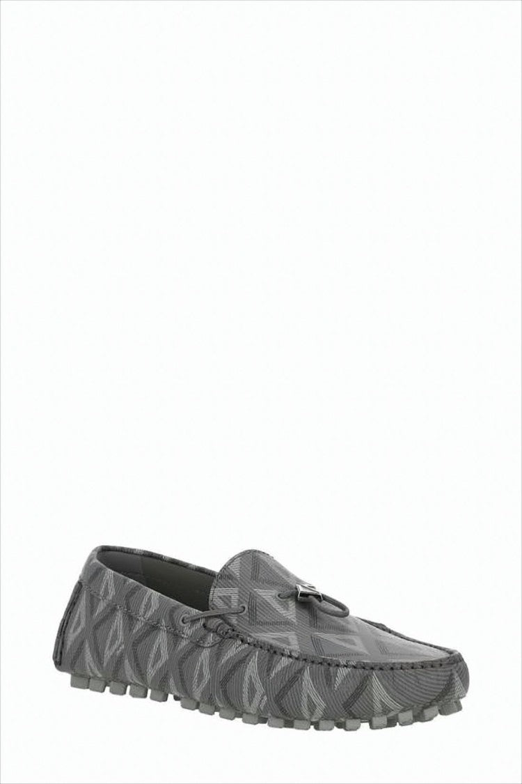 Textured Grey Loafers with Geometric Pattern by Christian Dior