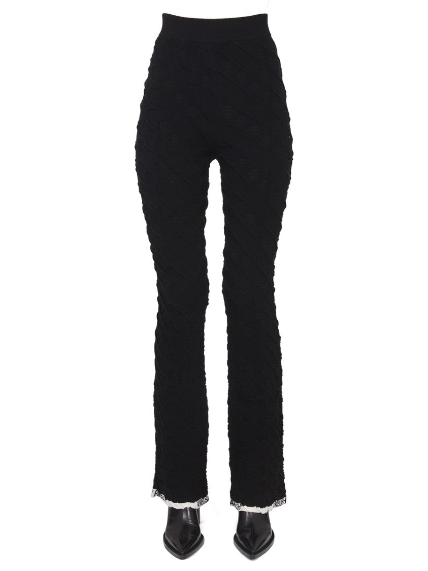 Fitted Black Pants With Textured Finish