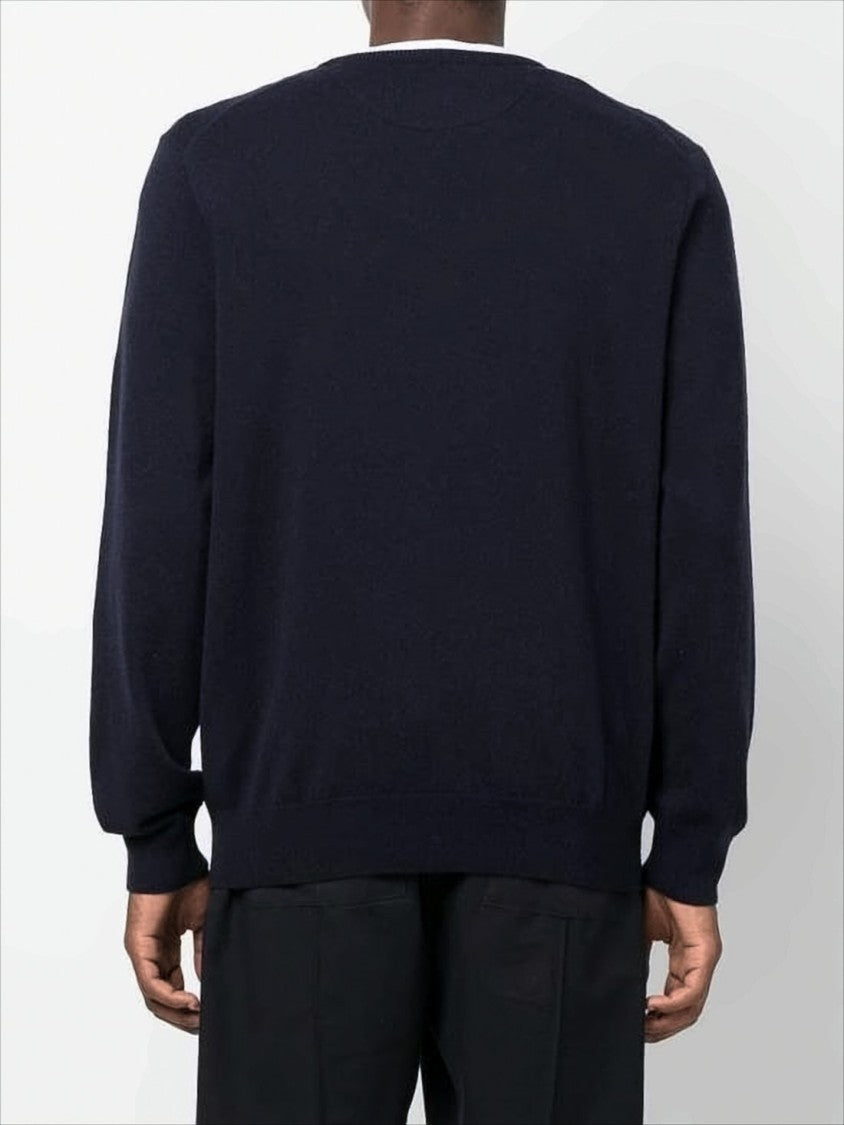 Fine-Knit Wool Sweater with Classic Crew Neckline