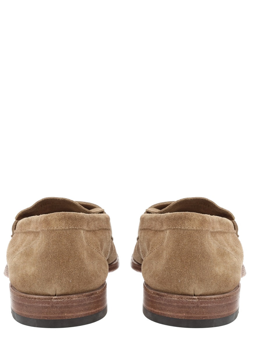 Brown Suede Loafers With Red Soles