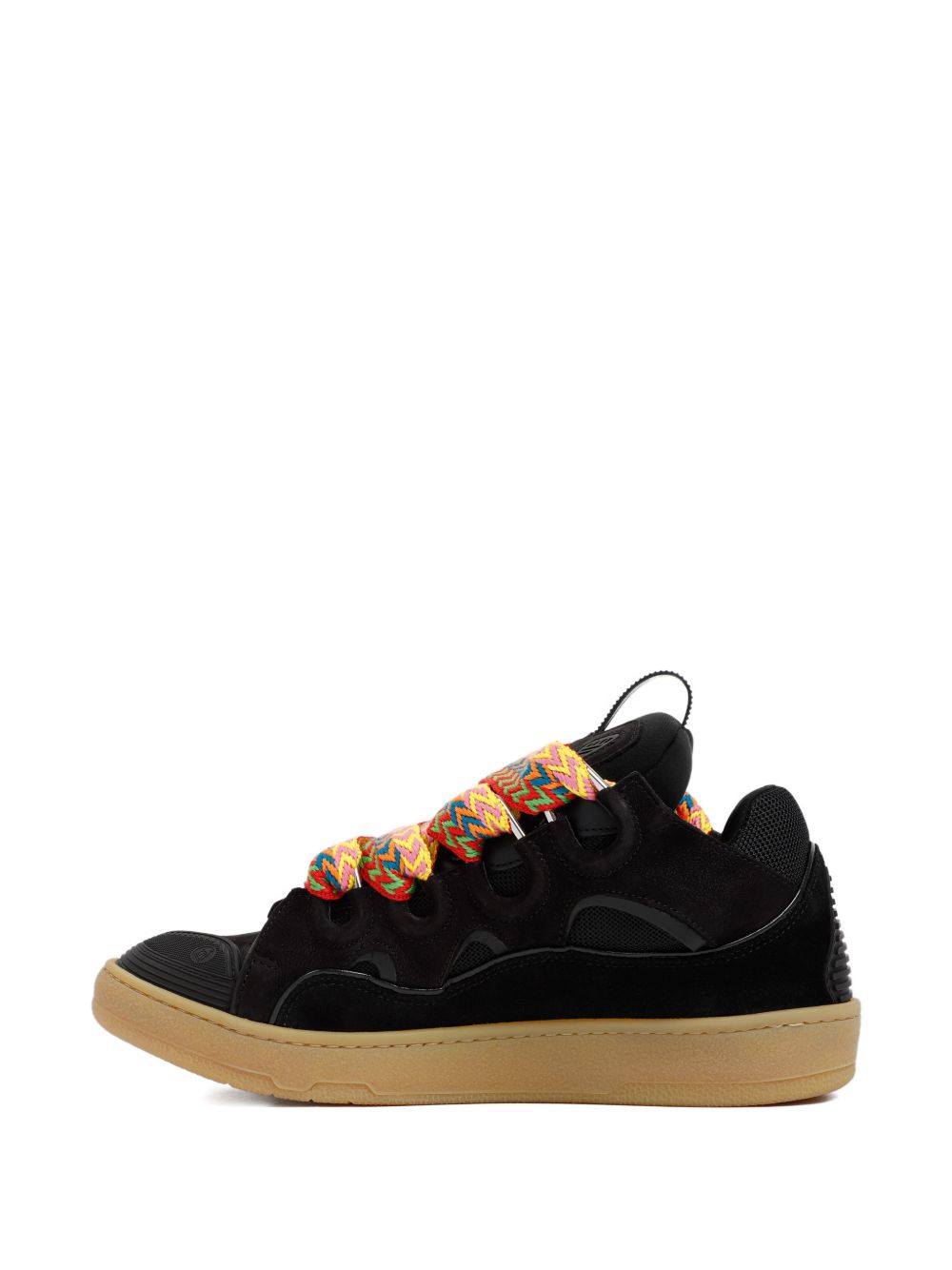 Round Toe Sneakers with Oversized Patterned Laces