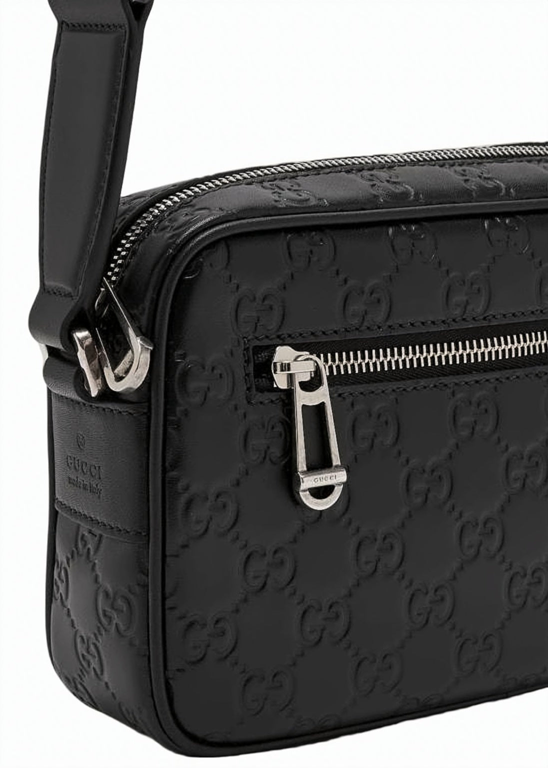 Embossed Leather Crossbody Bag with GG Emblem