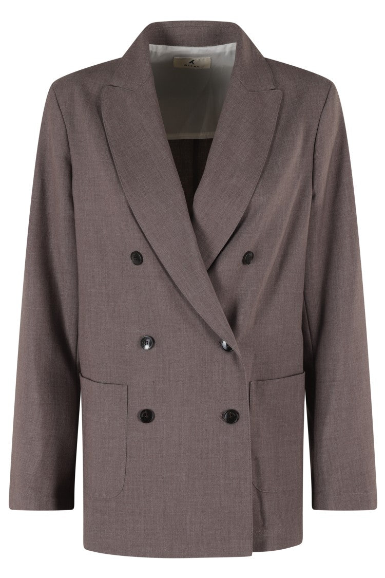Double-Breasted Taupe Blazer