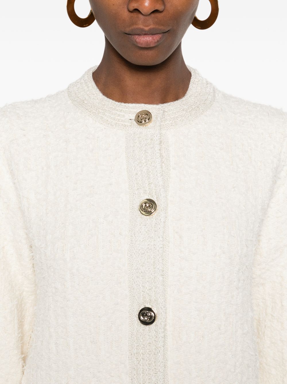Textured Wool Cardigan with Boxy Silhouette