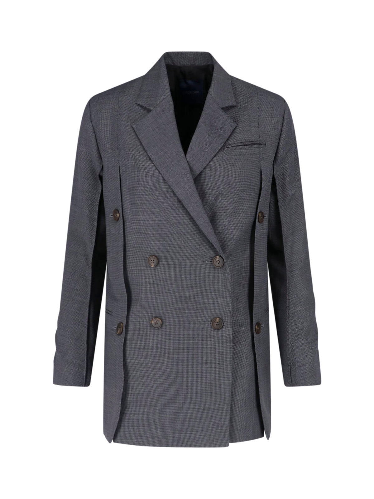 Grey Beatrice Double-Breasted Wool Blazer