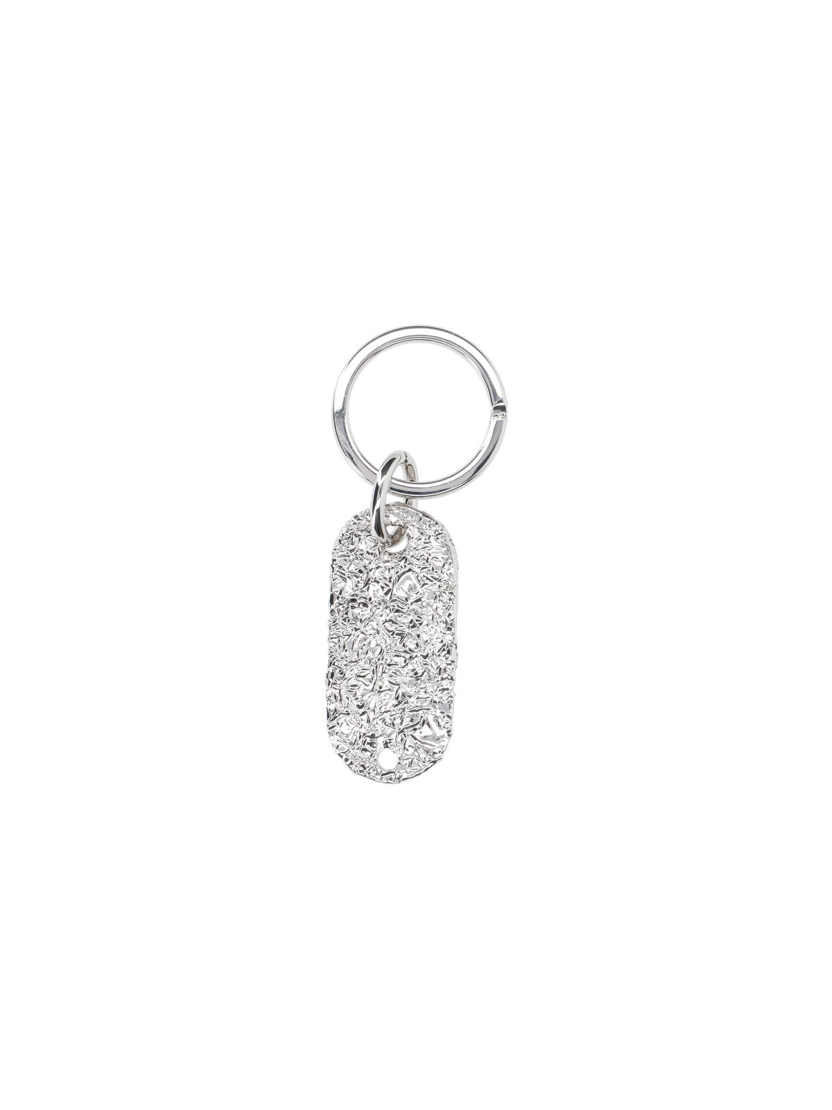 Textured Silver-Plated Brass Keychain with Numeric Logo
