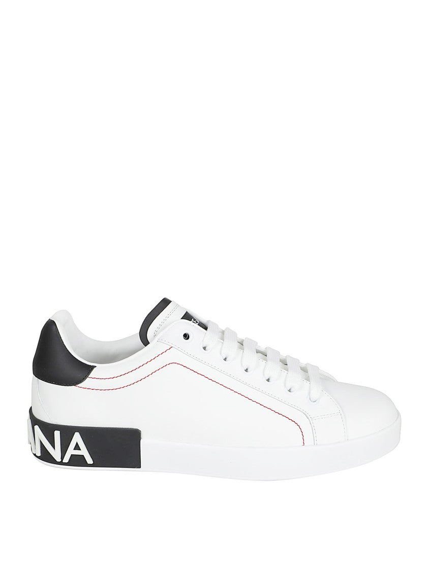 Smooth Leather Sneakers With Contrasting Stitching