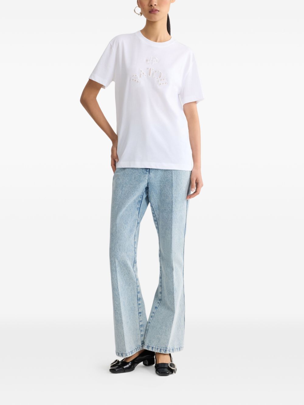 Logo Embroidered Crew Neck Top
