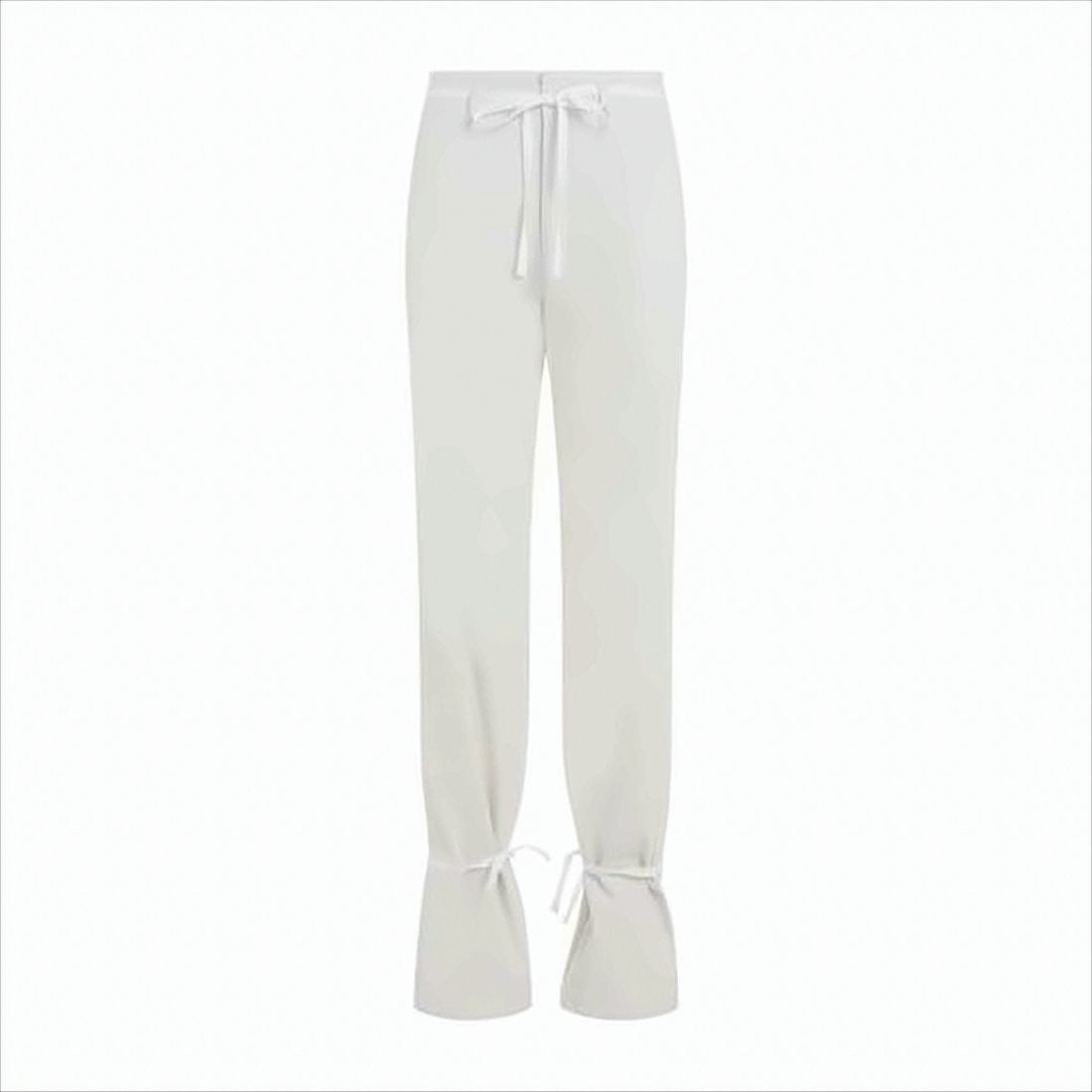Relaxed Fit Straight Pants With Drawstring Waist And Flared Cuffs