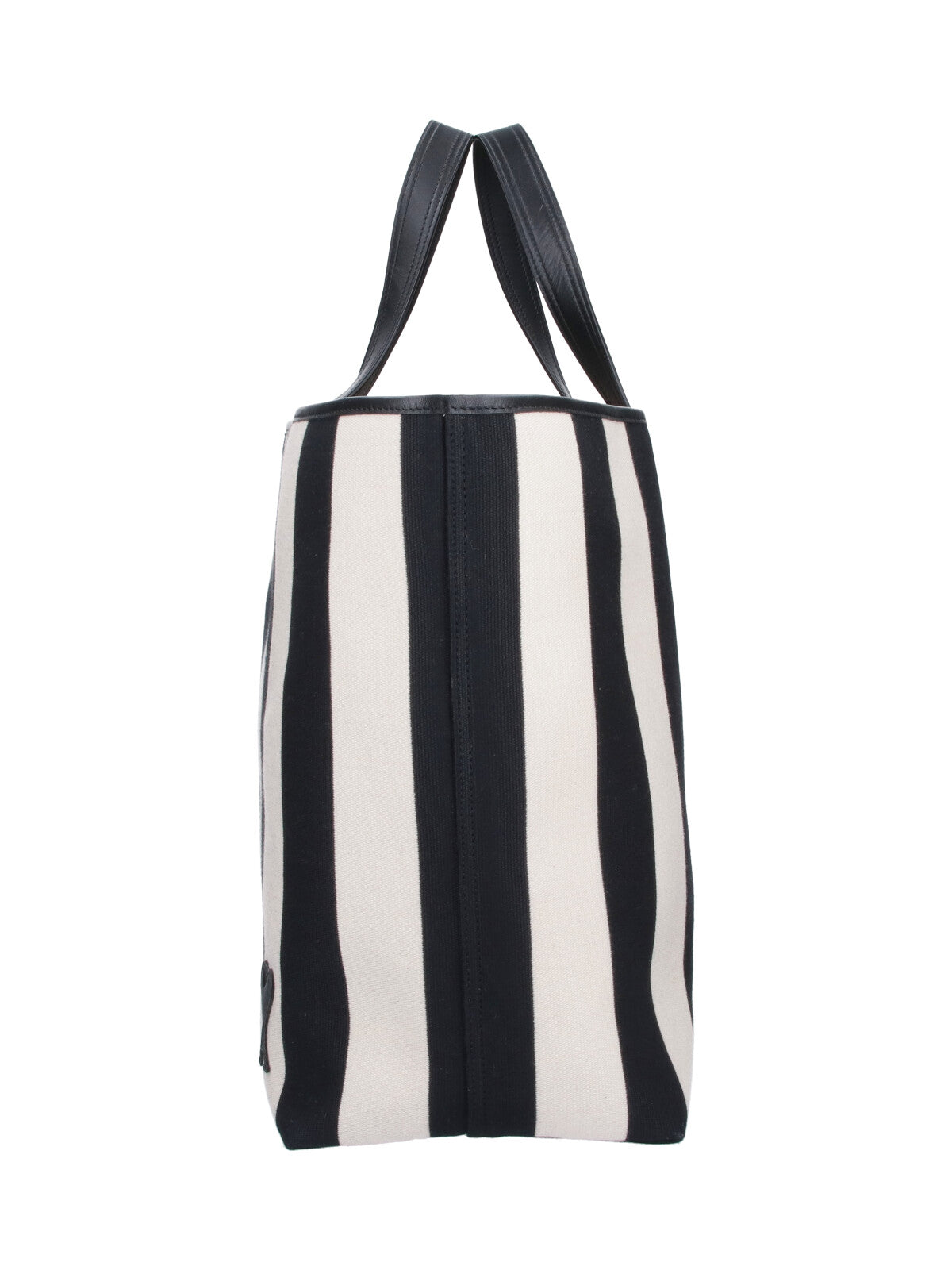 Multicolor Striped Cotton Leather Handle Tote