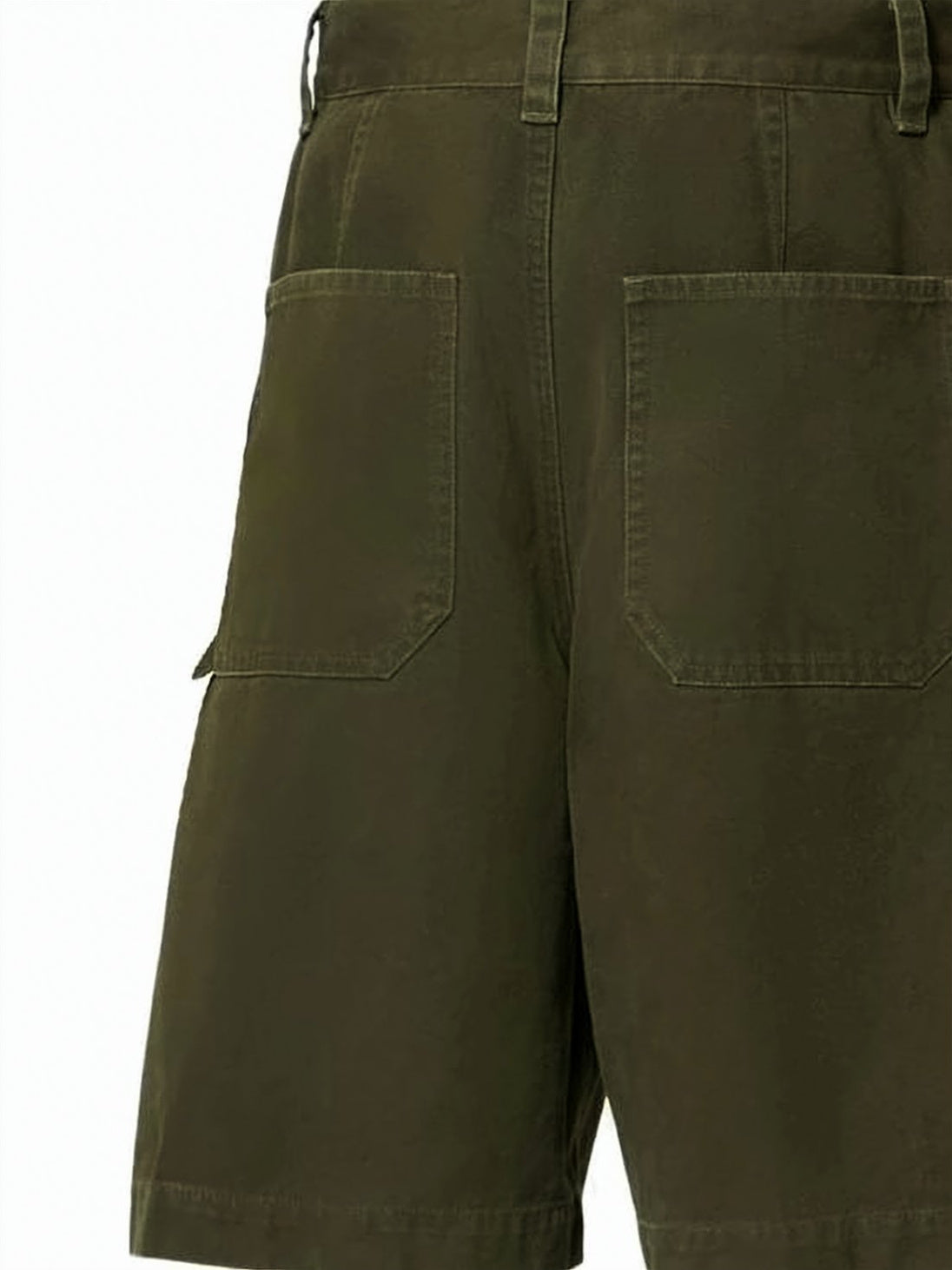 Beige Straight Cut Cotton Patch Pocket Shorts