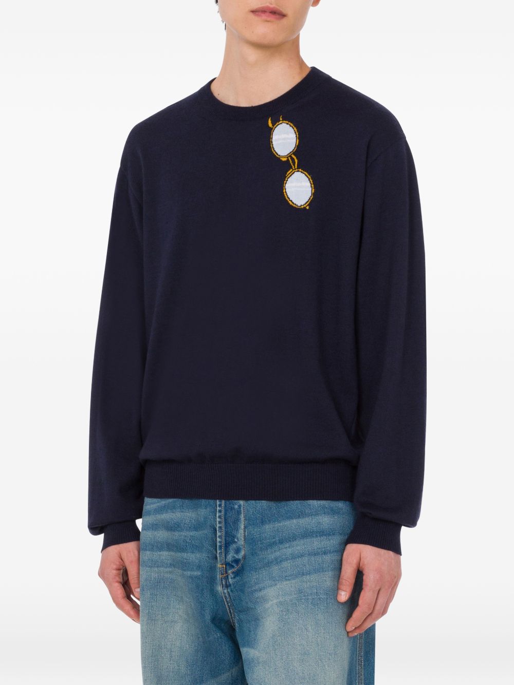 Navy Blue Silk-Nylon Sweater