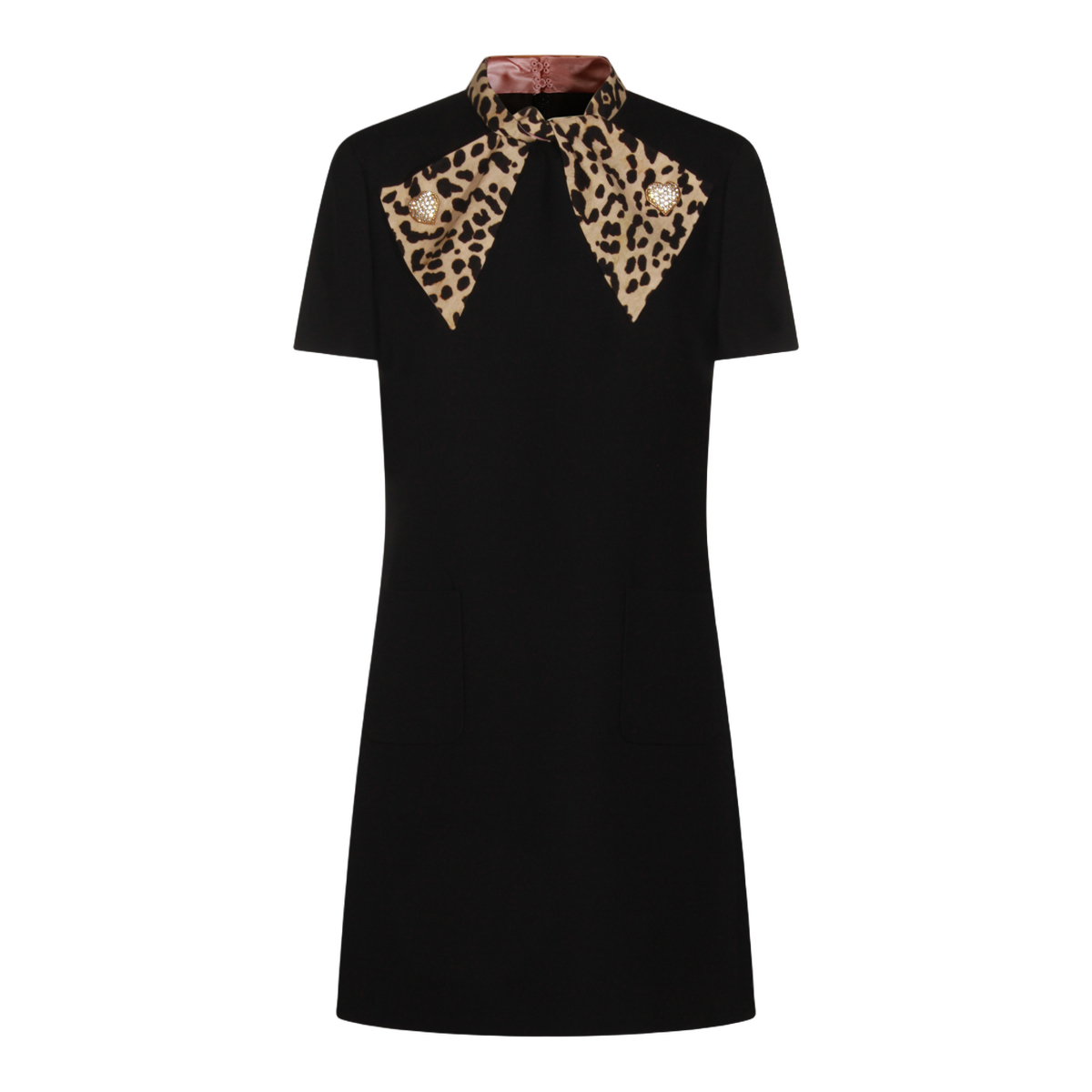 Black Silhouette Dress with Leopard Print Accents