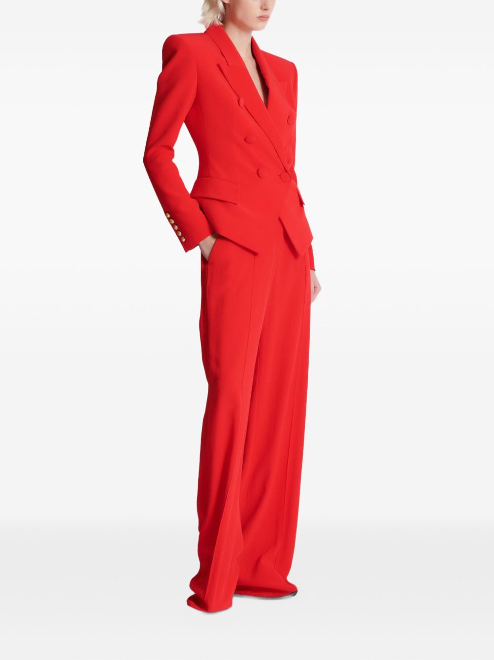 Strukturalny dwurzędowy żakiet w kolorze karminowej czerwieni