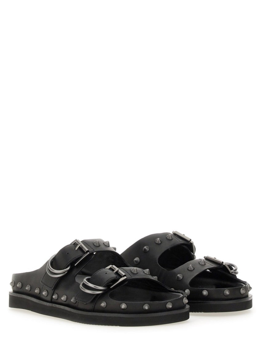 Black Calf Leather "Urus" Sandals