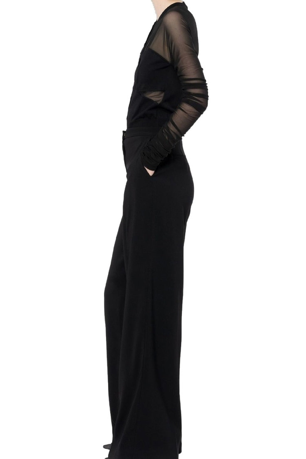 Sheer Long Sleeve Sweater With Button Detail And Elegant Fit