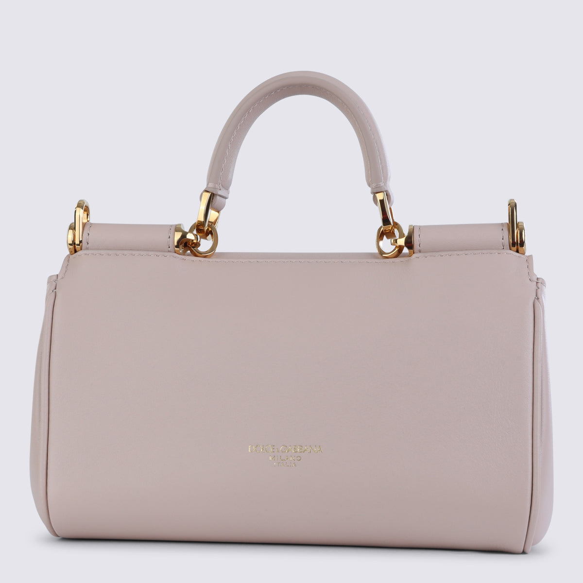 Structured Nude Leather Top Handle Bag