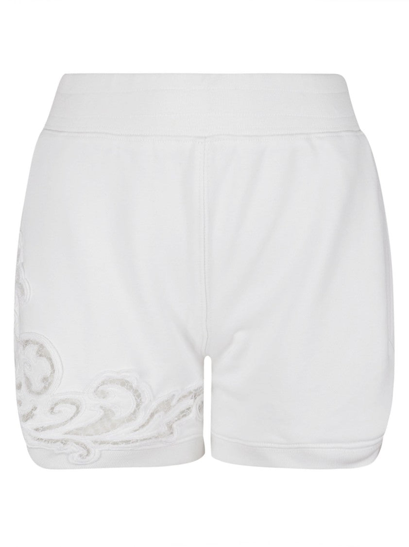 Relaxed Fit White Shorts With Intricate Embroidery