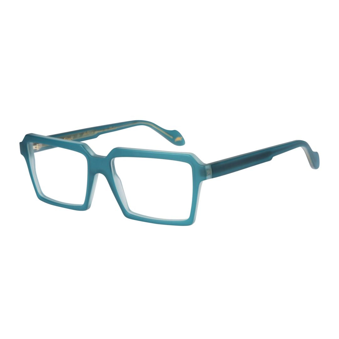 Disko Light Rectangular Teal Frame Eyeglasses with Tapered Temples