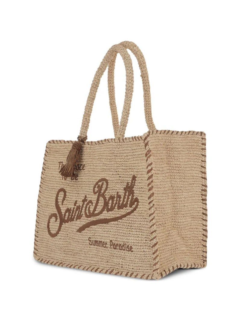 Rectangular Woven Tote Bag with Decorative Tassel