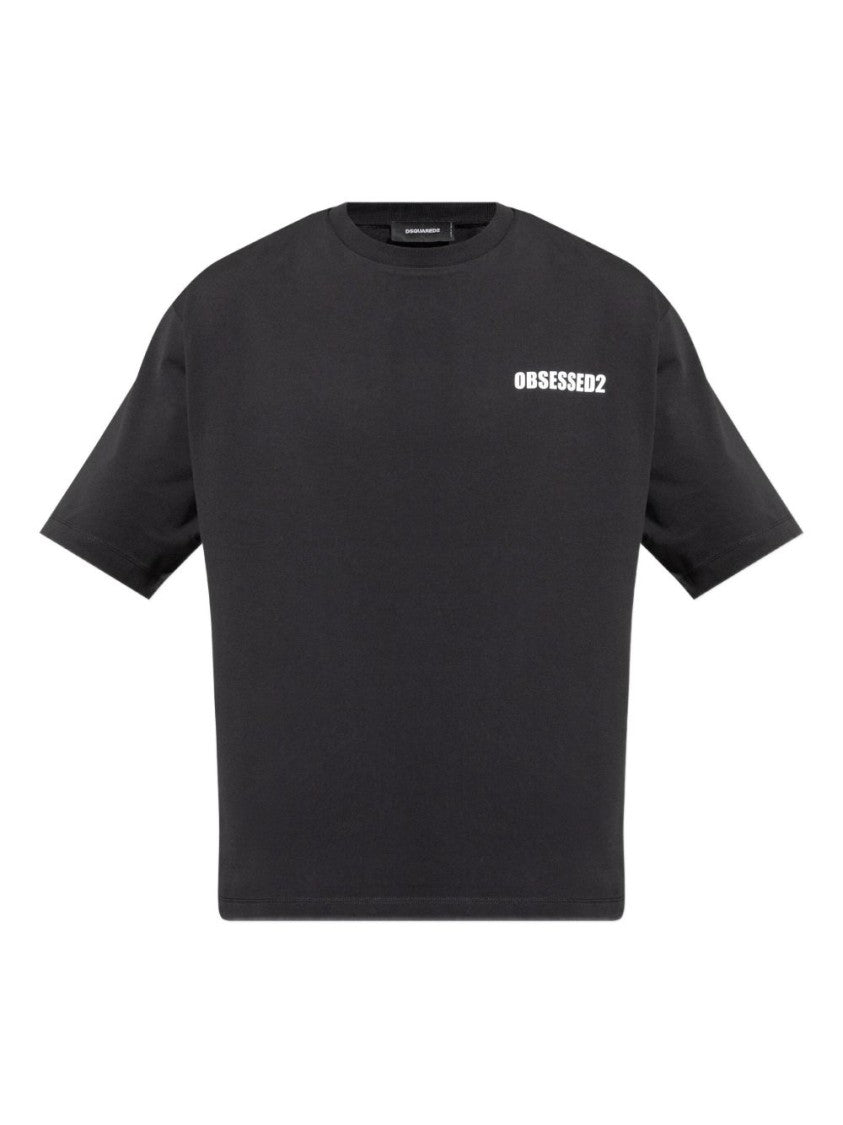 Black and White Print Cotton T-Shirt