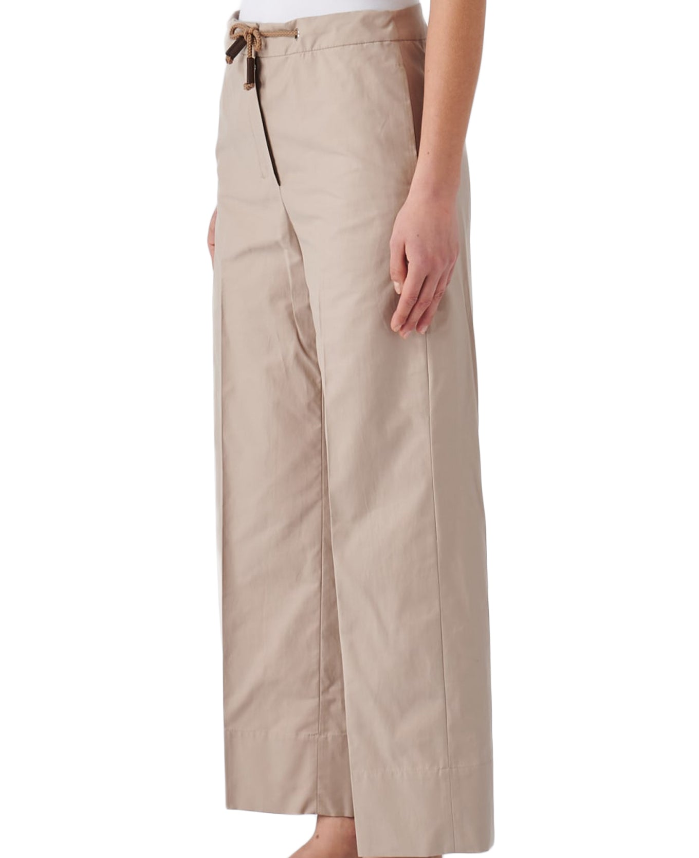 Relaxed Fit Straight-Leg Pants with Drawstring Closure