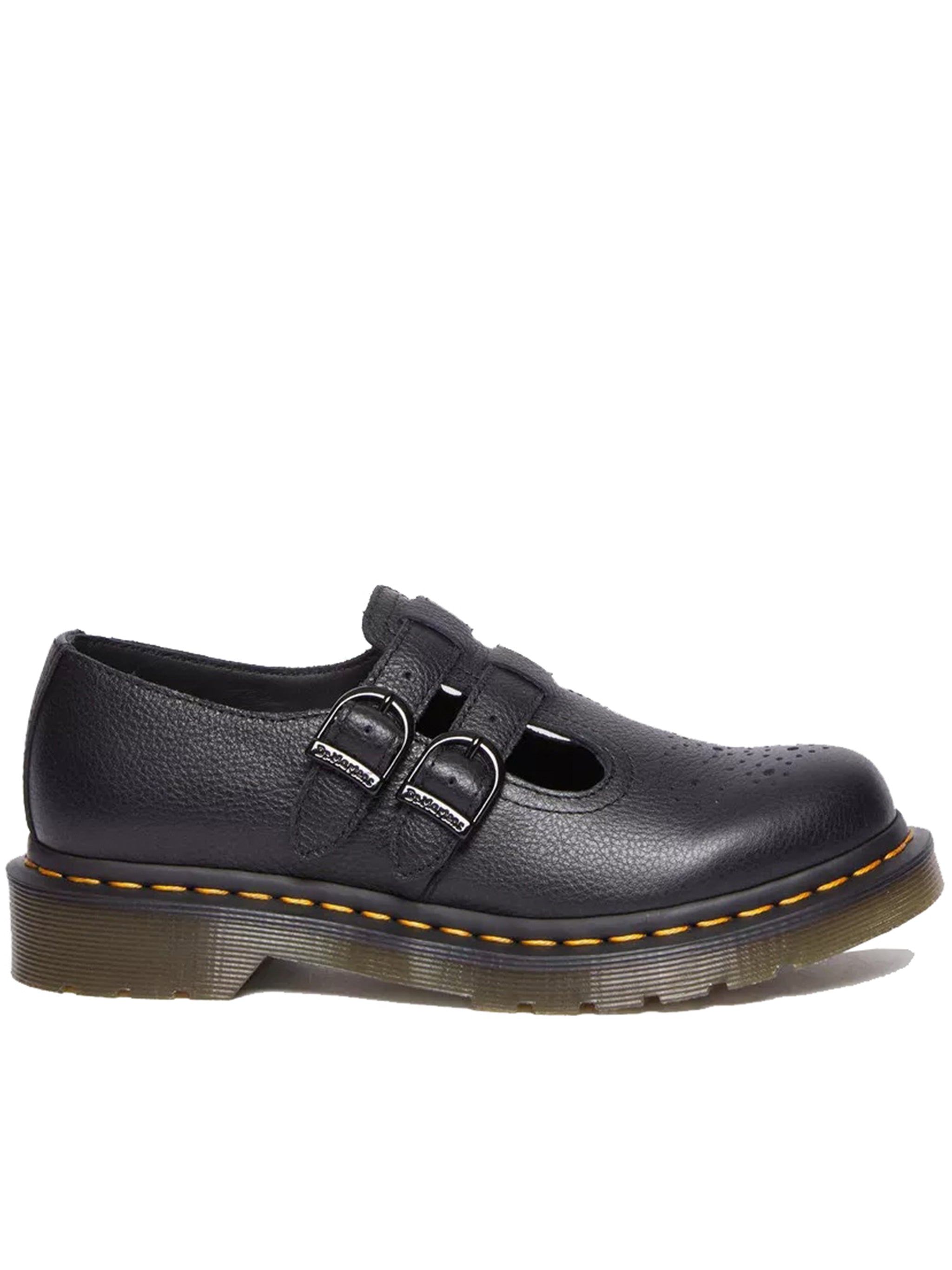 8065 Perforated Black Leather Mary Janes